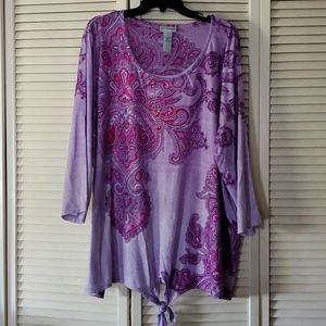 Catherines 2X Lilac/Pink paisley top NWOT